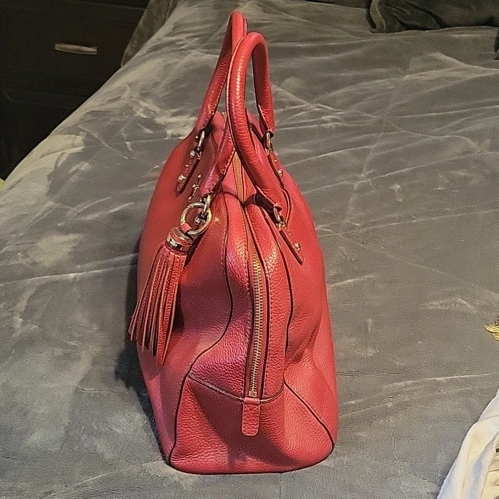 MICHAEL MICHAEL KORS Red Leather Large Bedford Tassel Satchel - Picture 5 of 5